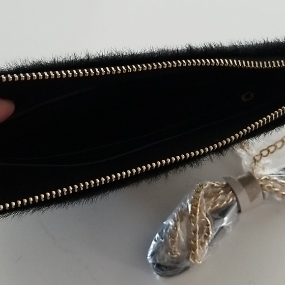 Fur Metal Frame Handle Purse
